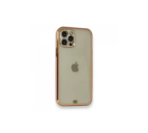 Apple iPhone 12 Pro Kılıf Liva Taşlı Silikon - Pembe