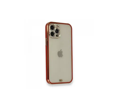 Apple iPhone 12 Pro Kılıf Liva Taşlı Silikon - Kırmızı