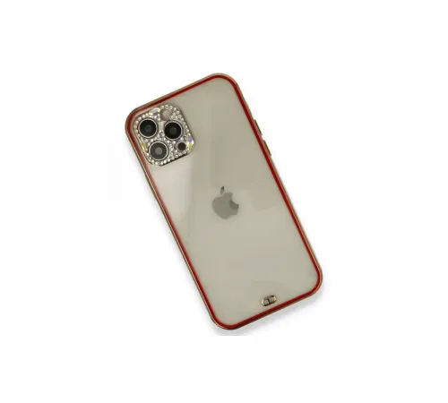 Apple iPhone 12 Pro Kılıf Liva Taşlı Silikon - Kırmızı