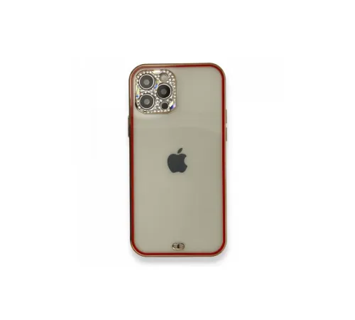 Apple iPhone 12 Pro Kılıf Liva Taşlı Silikon - Kırmızı