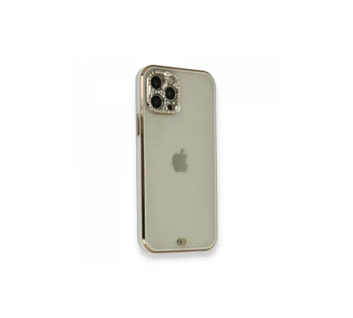 Apple iPhone 12 Pro Kılıf Liva Taşlı Silikon - Beyaz