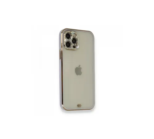 Apple iPhone 12 Pro Kılıf Liva Taşlı Silikon - Mor
