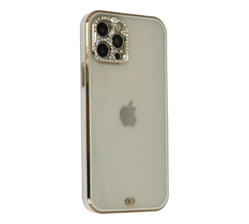 Apple iPhone 12 Pro Max Kılıf Liva Taşlı Silikon - Beyaz