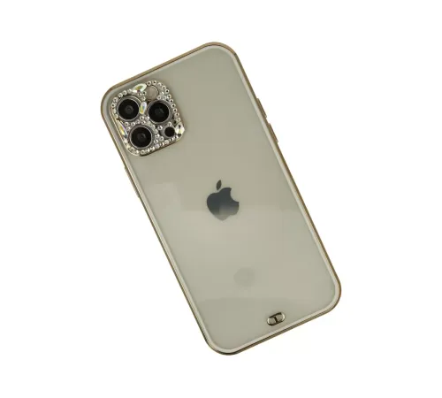 Apple iPhone 12 Pro Max Kılıf Liva Taşlı Silikon - Beyaz