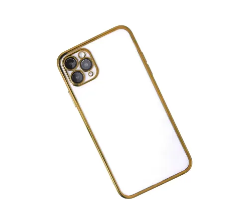 Apple iPhone 11 Pro Max Kılıf Lensli Silikon - Gold