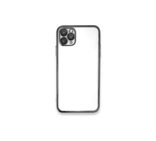 Apple iPhone 11 Pro Max Kılıf Lensli Silikon - Gümüş