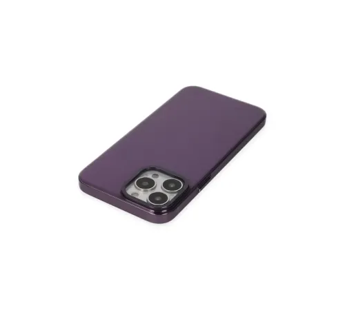 Apple iPhone 13 Pro Max Kılıf Anka PC Sert Metal Kapak - Mor