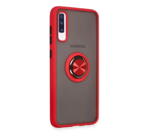 Samsung Galaxy A70 Kılıf Montreal Yüzüklü Silikon Kapak - Kırmızı