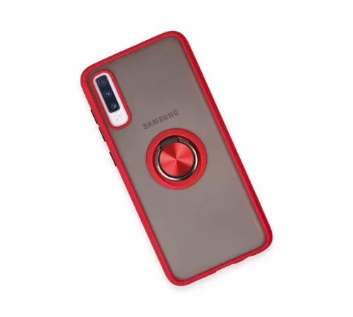 Samsung Galaxy A70 Kılıf Montreal Yüzüklü Silikon Kapak - Kırmızı