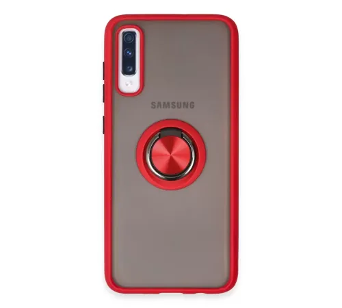 Samsung Galaxy A70 Kılıf Montreal Yüzüklü Silikon Kapak - Kırmızı