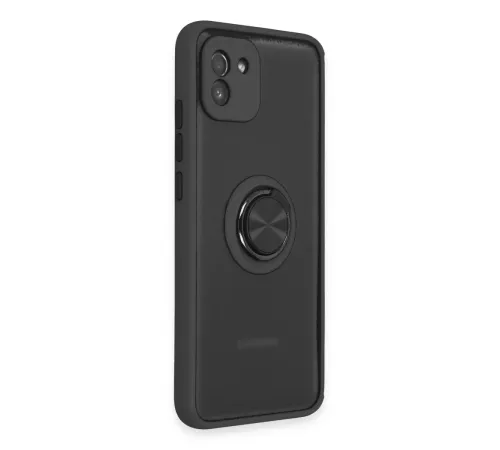 Samsung Galaxy A03 Kılıf Montreal Yüzüklü Silikon Kapak - Siyah