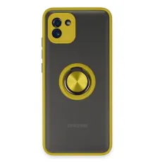 Samsung Galaxy A03 Kılıf Montreal Yüzüklü Silikon Kapak - Sarı
