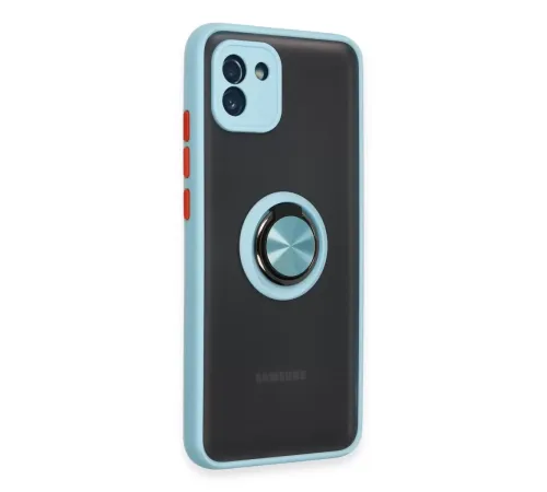 Samsung Galaxy A03 Kılıf Montreal Yüzüklü Silikon Kapak - Buz Mavi