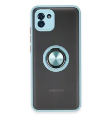 Samsung Galaxy A03 Kılıf Montreal Yüzüklü Silikon Kapak - Buz Mavi