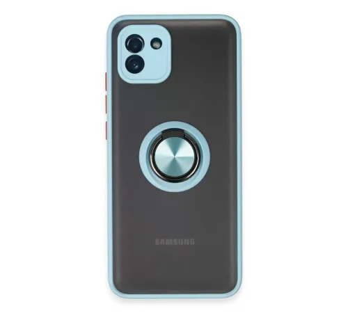 Samsung Galaxy A03 Kılıf Montreal Yüzüklü Silikon Kapak - Buz Mavi