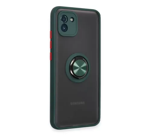 Samsung Galaxy A03 Kılıf Montreal Yüzüklü Silikon Kapak - Yeşil