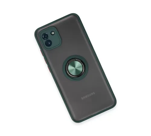 Samsung Galaxy A03 Kılıf Montreal Yüzüklü Silikon Kapak - Yeşil