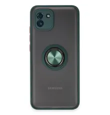 Samsung Galaxy A03 Kılıf Montreal Yüzüklü Silikon Kapak - Yeşil