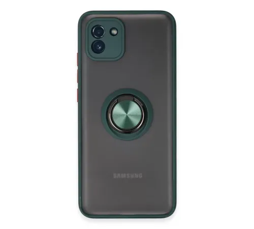 Samsung Galaxy A03 Kılıf Montreal Yüzüklü Silikon Kapak - Yeşil