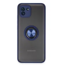 Samsung Galaxy A03 Kılıf Montreal Yüzüklü Silikon Kapak - Lacivert