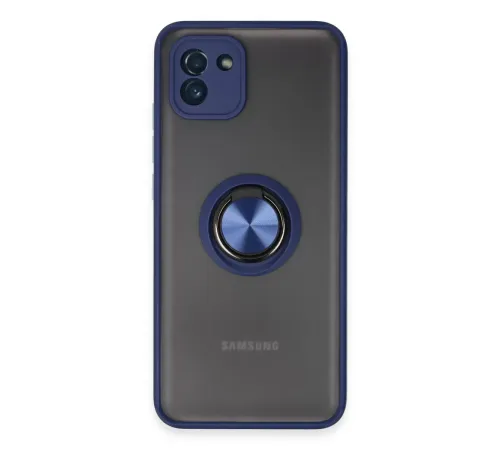 Samsung Galaxy A03 Kılıf Montreal Yüzüklü Silikon Kapak - Lacivert