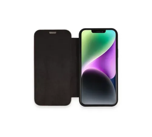 Apple iPhone 12 Kılıf Dolpin Kapaklı - Siyah