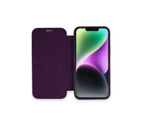 Apple iPhone 12 Kılıf Dolpin Kapaklı - Derin Mor