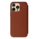 Apple iPhone 14 Pro Max Kılıf Dolpin Kapaklı - Kahverengi