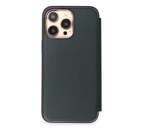 Apple iPhone 14 Pro Max Kılıf Dolpin Kapaklı - Koyu Yeşil