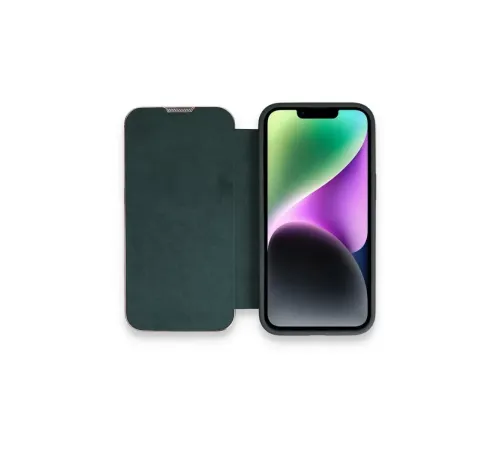 Apple iPhone 14 Pro Max Kılıf Dolpin Kapaklı - Koyu Yeşil