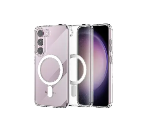 Samsung Galaxy S23 Kılıf Magneticsafe Şeffaf Silikon - Şeffaf