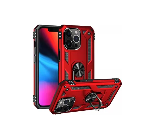 Apple iPhone 13 Pro Kılıf Sofya Yüzüklü Silikon Kapak - Kırmızı