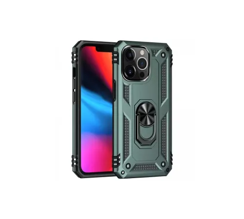 Apple iPhone 13 Pro Kılıf Sofya Yüzüklü Silikon Kapak - Yeşil