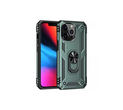 Apple iPhone 13 Pro Kılıf Sofya Yüzüklü Silikon Kapak - Yeşil