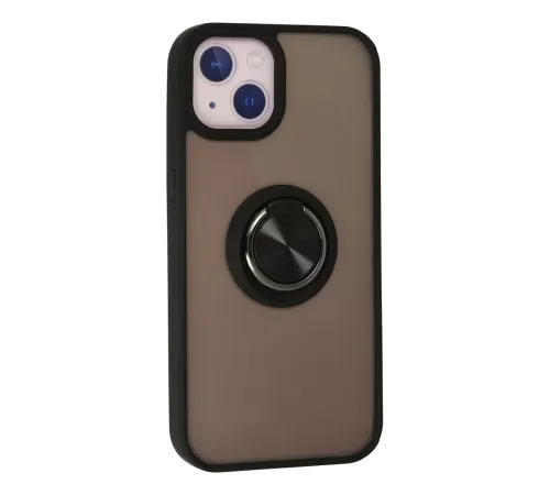 Apple iPhone 13 Kılıf Montreal Yüzüklü Silikon Kapak - Siyah