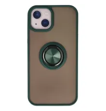 Apple iPhone 13 Kılıf Montreal Yüzüklü Silikon Kapak - Yeşil