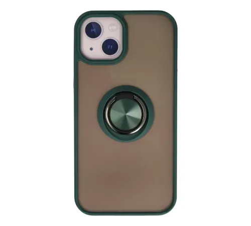 Apple iPhone 13 Kılıf Montreal Yüzüklü Silikon Kapak - Yeşil