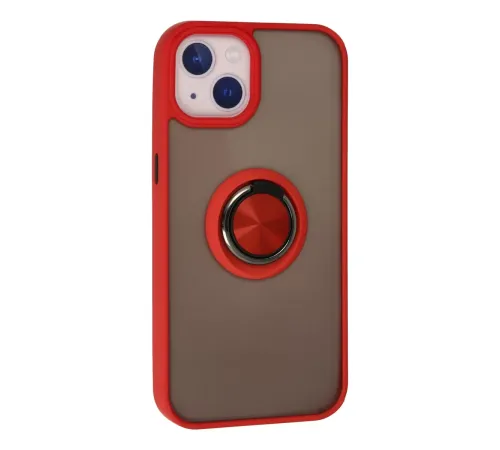 Apple iPhone 13 Kılıf Montreal Yüzüklü Silikon Kapak - Kırmızı