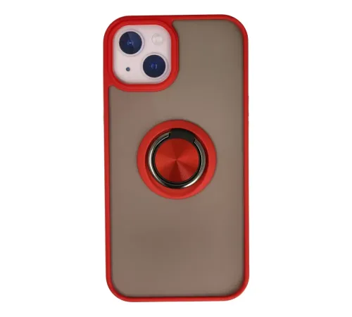 Apple iPhone 13 Kılıf Montreal Yüzüklü Silikon Kapak - Kırmızı
