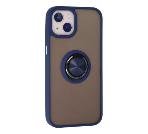 Apple iPhone 13 Kılıf Montreal Yüzüklü Silikon Kapak - Lacivert