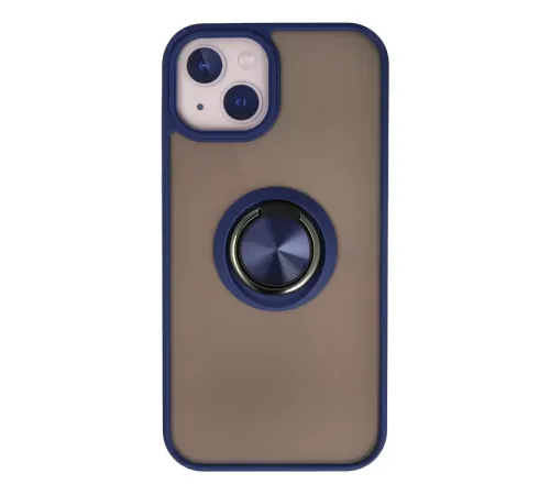 Apple iPhone 13 Kılıf Montreal Yüzüklü Silikon Kapak - Lacivert