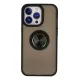 Apple iPhone 13 Pro Kılıf Montreal Yüzüklü Silikon Kapak - Siyah