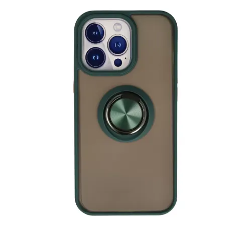 Apple iPhone 13 Pro Kılıf Montreal Yüzüklü Silikon Kapak - Yeşil