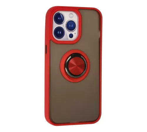 Apple iPhone 13 Pro Kılıf Montreal Yüzüklü Silikon Kapak - Kırmızı