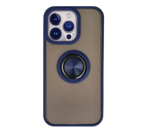Apple iPhone 13 Pro Kılıf Montreal Yüzüklü Silikon Kapak - Lacivert