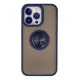 Apple iPhone 13 Pro Max Kılıf Montreal Yüzüklü Silikon Kapak - Lacivert