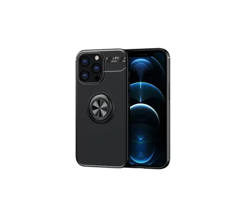 Apple iPhone 13 Pro Max Kılıf Range Yüzüklü Silikon - Siyah