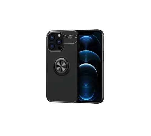 Apple iPhone 13 Pro Max Kılıf Range Yüzüklü Silikon - Siyah