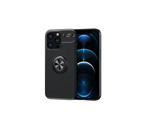 Apple iPhone 13 Pro Max Kılıf Range Yüzüklü Silikon - Siyah