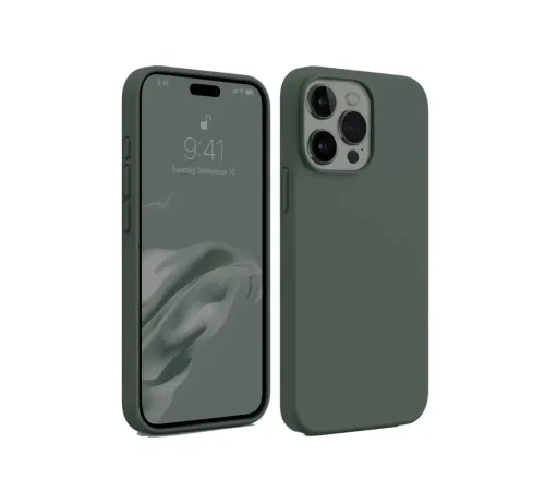 Apple iPhone 15 Pro Kılıf First Silikon - Koyu Yeşil